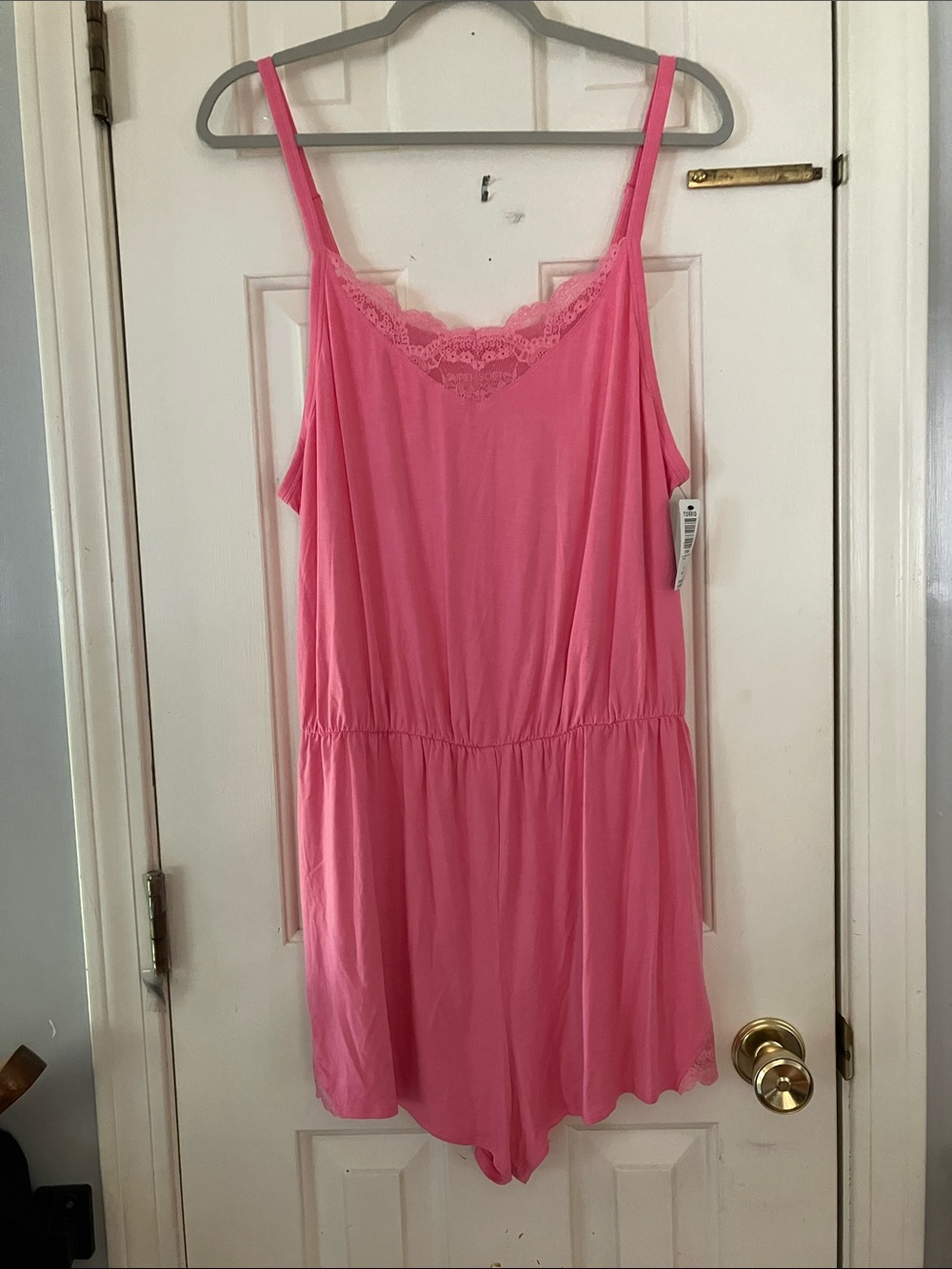 Super Soft by Torrid Sleep Size 1 (14-16) Pink Racerback Lace-Trim Romper